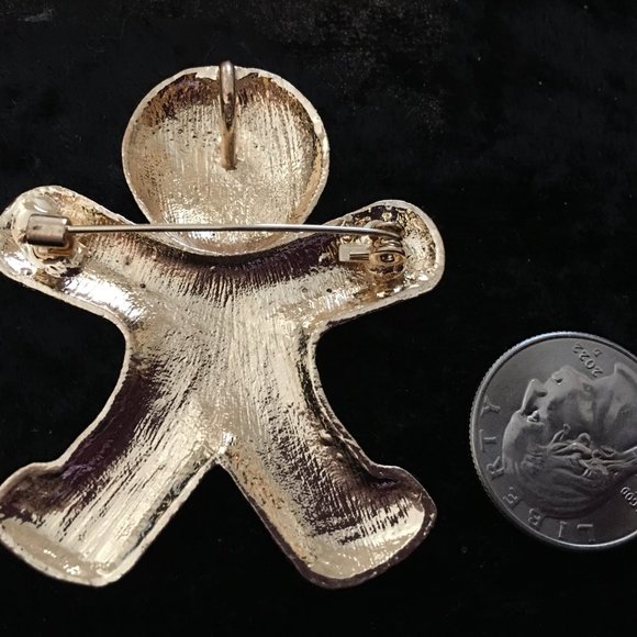 Christmas Gingerbread Man Rhinestone Brooch Pin - New So Cute Last One Dr8 - Picture 4 of 4